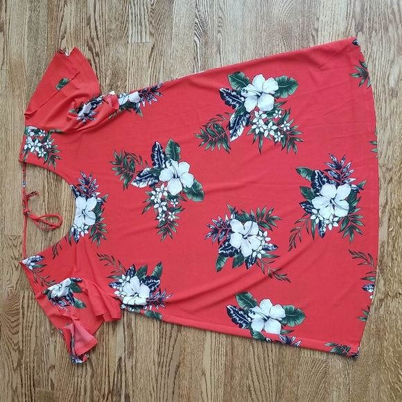 George Dresses & Skirts - (XL) George Tropical Floral Print Slightly Sheer Flowy Beach Dress/Swim Cover Up